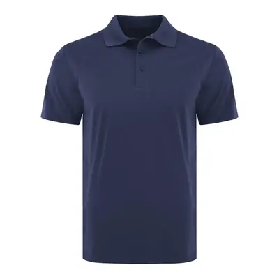 Navy snag-resistant polo, front view